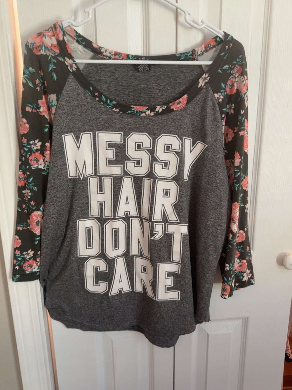 Rue21 XL Messy Hair Don’t Care Floral Raglan Top